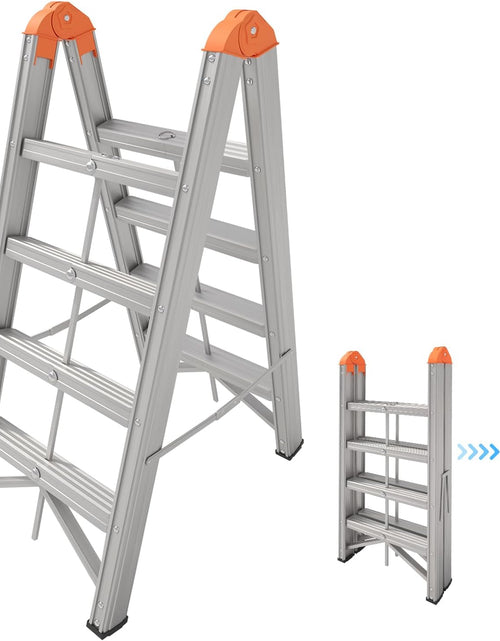 Load image into Gallery viewer, Aluminum Ladder, Foldable Twin Front Ladder, Collapsible a Frame 4-Step Ladder, Compact Step Stool with Wide Anti-Slip Pedal, Aluminum Portable Lightweight Ladder, EN131, 330Lb Capacity
