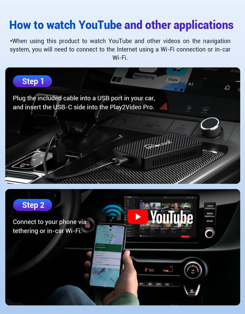 Load image into Gallery viewer, Multimedia Video Adapter Play2Video - Wireless Carplay Android Auto Car Adapter Bulit in Youtube Netflix, Carplay Video Streaming AI Box Support USB Multimedia, Easy to Setup, Plug &amp; Play
