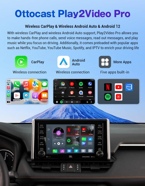 Load image into Gallery viewer, Multimedia Video Adapter Play2Video - Wireless Carplay Android Auto Car Adapter Bulit in Youtube Netflix, Carplay Video Streaming AI Box Support USB Multimedia, Easy to Setup, Plug &amp; Play
