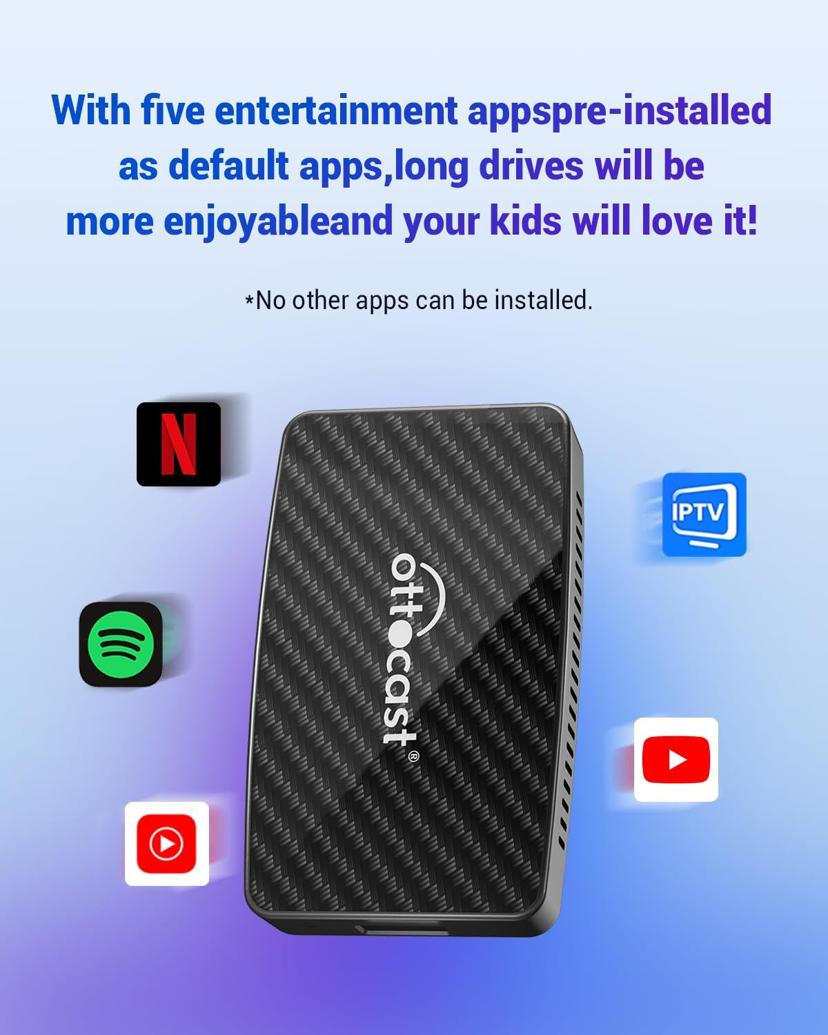 Multimedia Video Adapter Play2Video - Wireless Carplay Android Auto Car Adapter Bulit in Youtube Netflix, Carplay Video Streaming AI Box Support USB Multimedia, Easy to Setup, Plug & Play